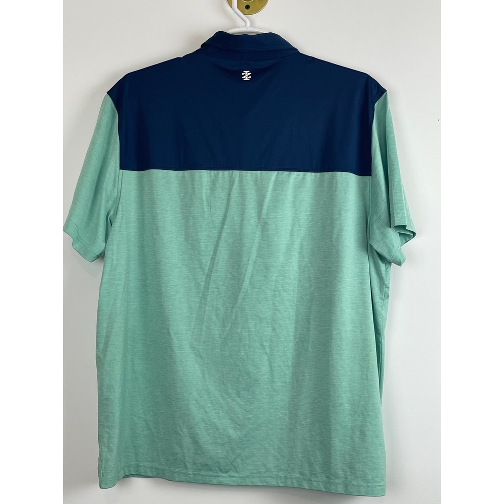00744‎ IZOD GOLF Men's XXL Navy Blue Teal Color Block Polo Shirt Stretch - Picture 7 of 10